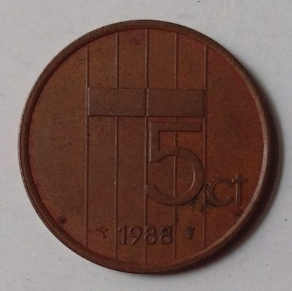 NEDERLAND-5 CENT 1988(Used) | Indian Postage Stamps | Indian Coins | Old Indian Currency | Rare Indian Coins | Numismatic Collection India