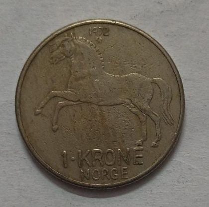 NORWAY_1 KRONE_1972 (used) | Indian Postage Stamps | Indian Coins | Old Indian Currency | Rare Indian Coins | Numismatic Collection India - Image 2