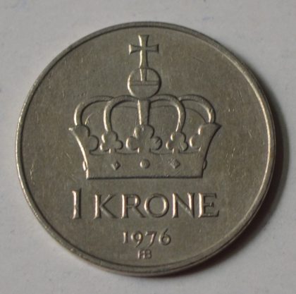 NORWAY_1 KRONE_1976 (used) | Indian Postage Stamps | Indian Coins | Old Indian Currency | Rare Indian Coins | Numismatic Collection India - Image 2