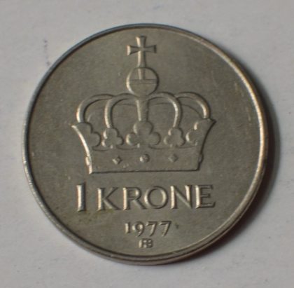 NORWAY_1 KRONE_1977 (used) | Indian Postage Stamps | Indian Coins | Old Indian Currency | Rare Indian Coins | Numismatic Collection India - Image 2