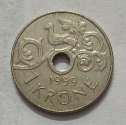 NORWAY_1 KRONE_1999 (used) | Indian Postage Stamps | Indian Coins | Old Indian Currency | Rare Indian Coins | Numismatic Collection India - Image 2