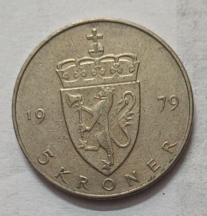 NORWAY_5 KRONE_1979 (used) | Indian Postage Stamps | Indian Coins | Old Indian Currency | Rare Indian Coins | Numismatic Collection India - Image 2