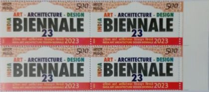 India Art Architecture Design Biennale   Rs.5- ( Block of 4 Stamp) | Indian Postage Stamps | Indian Coins | Old Indian Currency | Rare Indian Coins | Numismatic Collection India