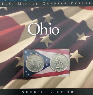 United States Quarter Dollar Ohio State 2 Coins (# 17/50) UNC
