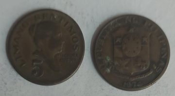 Philippines  5 SENTIMOS 1974 Coin (used)
