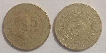 Philippines  5 PISO Coin 2013(used)