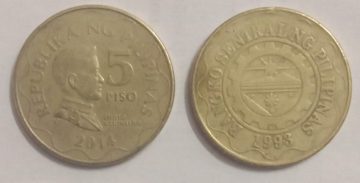 Philippines  5 PISO Coin 2014(used)