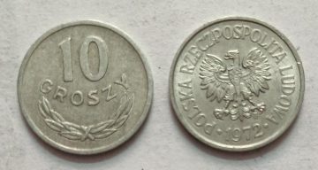 POLAND 10 GROSZY 1972 (USED}