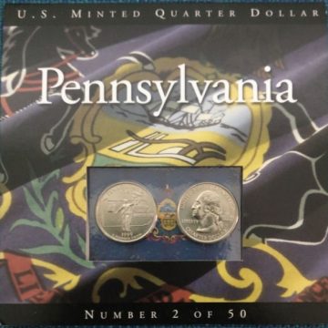 United States Quarter Dollar Pennsylvania State 2 Coins (# 2/50) UNC