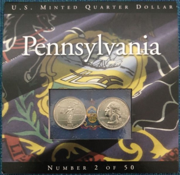 United States Quarter Dollar Pennsylvania State 2 Coins (# 2/50) UNC