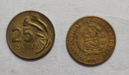 Peru 25 Centavos 1967 (USED) | Indian Postage Stamps | Indian Coins | Old Indian Currency | Rare Indian Coins | Numismatic Collection India