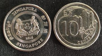 10 Cents 2016 Majulah Singapora/ Singapore (unc)