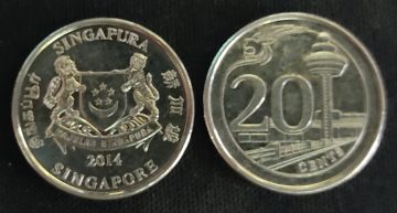 20 Cents 2014 Majulah Singapora/ Singapore (unc)
