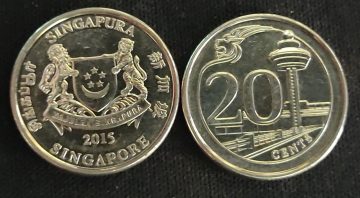 20 Cents 2015 Majulah Singapora/ Singapore (unc)