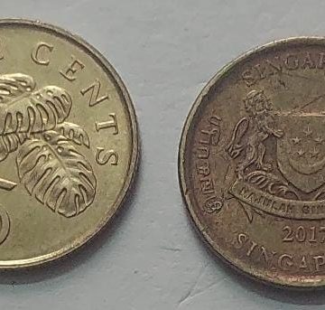 Singapore 5 Cent Coin2017(used)
