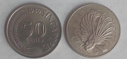 Singapore 50 Cent Coin 1980 (used) | Indian Postage Stamps | Indian Coins | Old Indian Currency | Rare Indian Coins | Numismatic Collection India