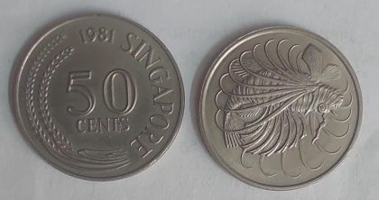 Singapore 50 Cent Coin 1981 (used) | Indian Postage Stamps | Indian Coins | Old Indian Currency | Rare Indian Coins | Numismatic Collection India