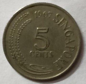 Singapore 5 Cent Coin1967 (used)