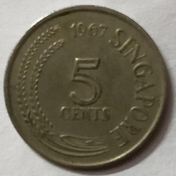 Singapore 5 Cent Coin1967  (used)