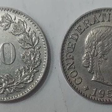 SWITZERLAND 10 Rappen 1950 Confoederatio Helvetica Coin (used)