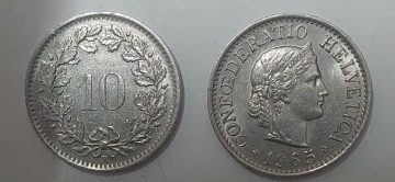 SWITZERLAND 10 Rappen 1965 Confoederatio Helvetica Coin(used)