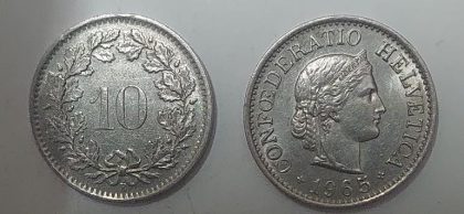 SWITZERLAND 10 Rappen 1965 Confoederatio Helvetica  Coin(used) | Indian Postage Stamps | Indian Coins | Old Indian Currency | Rare Indian Coins | Numismatic Collection India