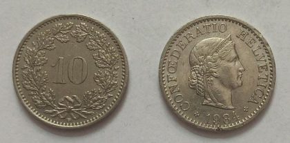 SWITZERLAND 10 Rappen 1984 Confoederatio Helvetica Coin (used) | Indian Postage Stamps | Indian Coins | Old Indian Currency | Rare Indian Coins | Numismatic Collection India