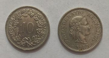 SWITZERLAND 10 Rappen 1989 Confoederatio Helvetica Coin(used)