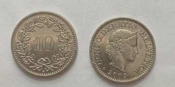SWITZERLAND 10 Rappen 2009 Confoederatio Helvetica Coin(used)