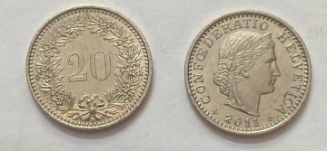 SWITZERLAND 20 Rappan 2011 Confoedertio Helvetica Coin (used)