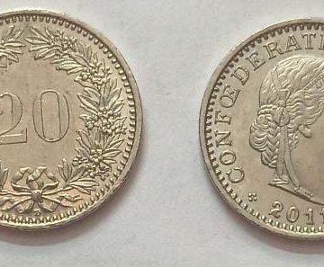 SWITZERLAND 20 Rappan 2011 Confoedertio Helvetica Coin (used)