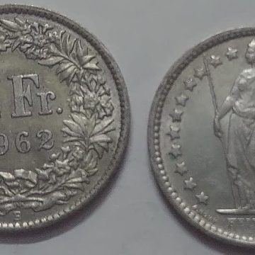 SWITZERLAND Half Fr. 1962 Helvetia Coin (used)