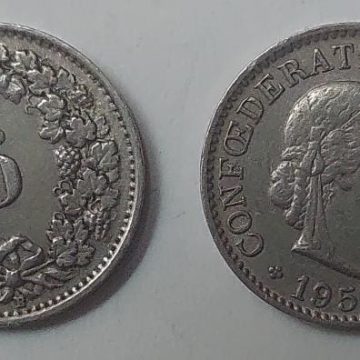 SWITZERLAND 5 Rappen1955 Coin (used)