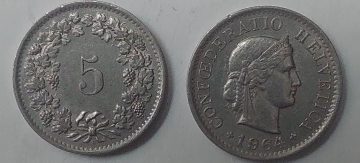 SWITZERLAND 5 Rappen1964 Coin (used)