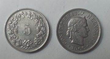 SWITZERLAND 5 Rappen1966 Coin (used)