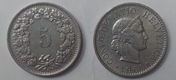 SWITZERLAND 5 Rappen1967 Coin (used)