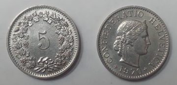 SWITZERLAND 5 Rappen1970 Coin (used)