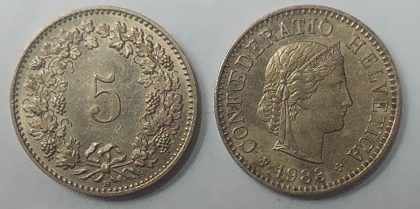 SWITZERLAND 5 Rappen1983 Coin (used) | Indian Postage Stamps | Indian Coins | Old Indian Currency | Rare Indian Coins | Numismatic Collection India