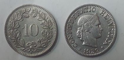 SWITZERLAND 10 Rappen 1939 Confoederatio Helvetica Coin(used) | Indian Postage Stamps | Indian Coins | Old Indian Currency | Rare Indian Coins | Numismatic Collection India