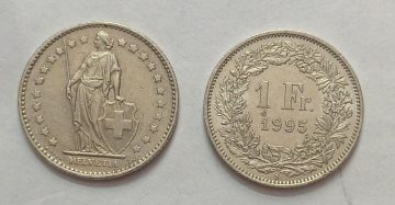 SWITZERLAND 1 France 1995 Confoedertio Helvetica Coin(used)