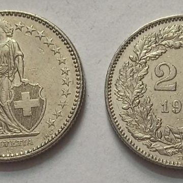 SWITZERLAND 2 France 1994  Confoedertio Helvetica Coin (used)