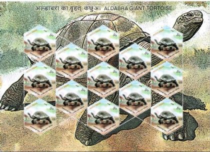 Aldabra Giant Tortoise (Sheetlets) | Indian Postage Stamps | Indian Coins | Old Indian Currency | Rare Indian Coins | Numismatic Collection India