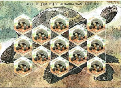 Aldabra Giant Tortoise (Sheetlets) | Indian Postage Stamps | Indian Coins | Old Indian Currency | Rare Indian Coins | Numismatic Collection India