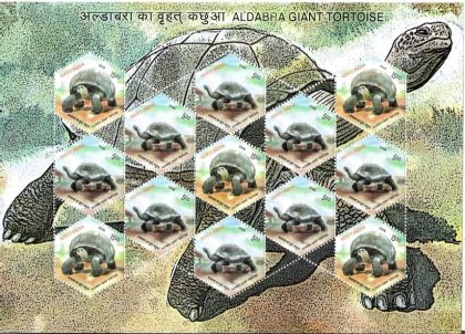 Aldabra Giant Tortoise (Set of 4 Sheetlets) | Indian Postage Stamps | Indian Coins | Old Indian Currency | Rare Indian Coins | Numismatic Collection India - Image 4