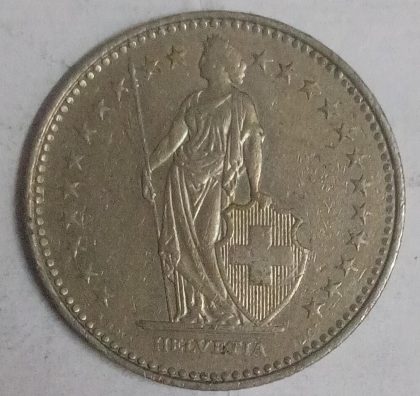 SWITZERLAND 1 Fr.  1985 Helvetia (used) | Indian Postage Stamps | Indian Coins | Old Indian Currency | Rare Indian Coins | Numismatic Collection India - Image 2