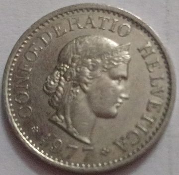 SWITZERLAND 10 Rappen 1977 Confoederatio Helvetica Coin(used)