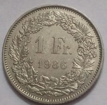 SWITZERLAND 1 Fr. 1986 Helvetia (used)