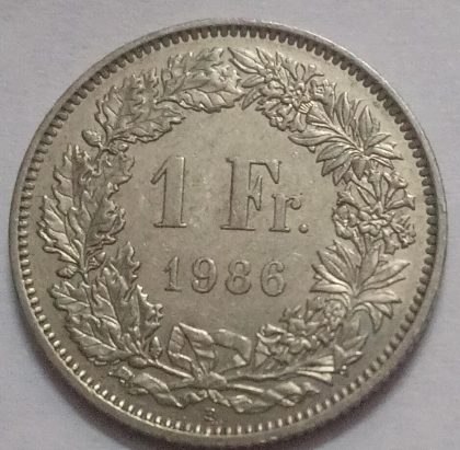 SWITZERLAND 1 Fr.  1986 Helvetia (used) | Indian Postage Stamps | Indian Coins | Old Indian Currency | Rare Indian Coins | Numismatic Collection India