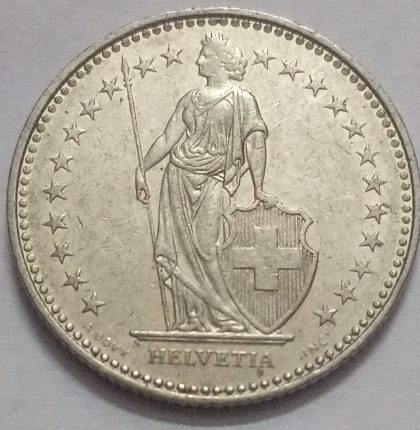 SWITZERLAND 1 Fr.  1986 Helvetia (used) | Indian Postage Stamps | Indian Coins | Old Indian Currency | Rare Indian Coins | Numismatic Collection India - Image 2