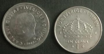 SWEDEN 1 KRONA 2008 Coin(used)